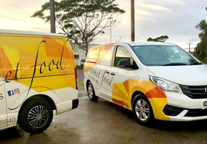 Gourmet Food Distributors grocery delivery vans