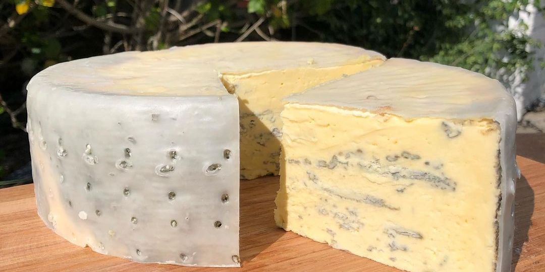 Shadows of Blue is a double cream blue cheese Made on the Tarago River Cheese Company