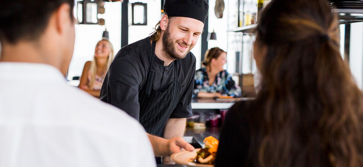 Chef with food